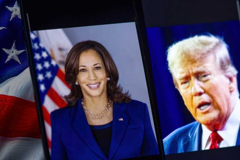 En bild på Kamala Harris och Donald Trump.